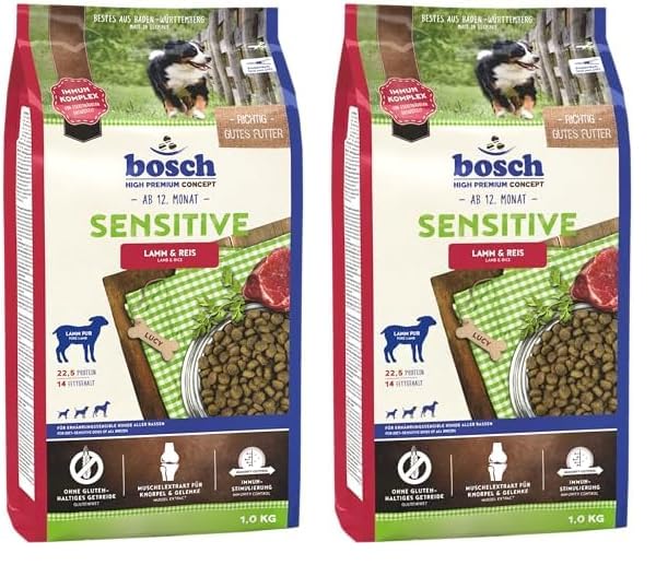 Bosch HPC Sensitive Lamm & Reis | Hundetrockenfutter für ernährungssensible Hunde Aller Rassen | 1 x 3 kg (Packung mit 2)