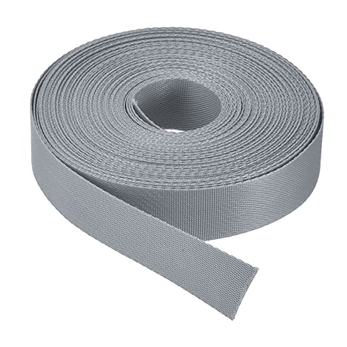 Image of MECCANIXITY Flat Nylon Webbing Strap 1 Inch 15 Yards Gray for Backpack, Cargo Strap, Luggage-rack