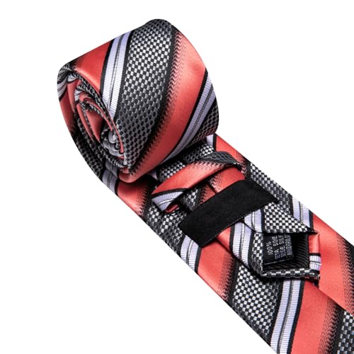 Image of Barry.Wang Mens Tie Set Plaid Check Neckties Formal Business Wedding Luxury Pocket Square Cufflinks