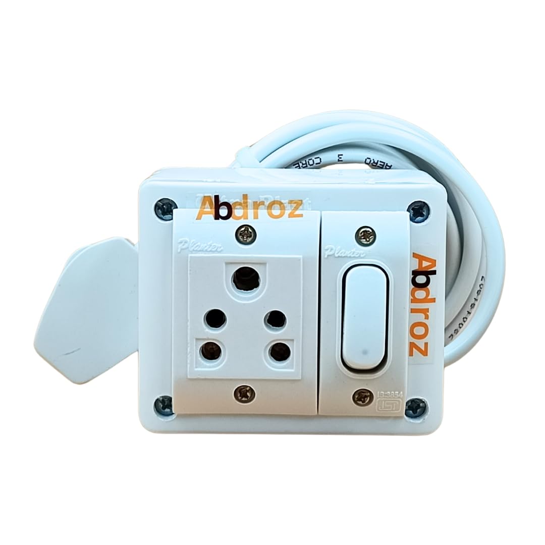 ABDROZ® 3 Pins Extension Board with Individual Switch 2 Meter Heavy Duty Power Cord 6 Amp 230 Volts White-image-45