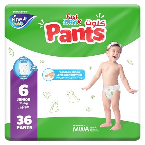 Fine Baby Fast Dry Pants Size 6 Junior 15kg+ 36 Diapers