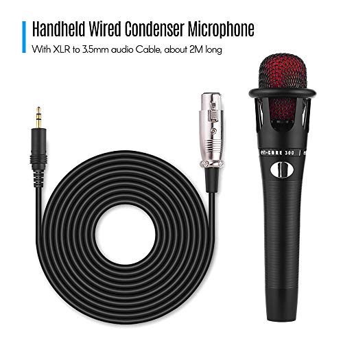 lifcasual Microfone condensador com fio portátil cabo XLR plugue de 3,5 mm para KTV Karaokê canto tr