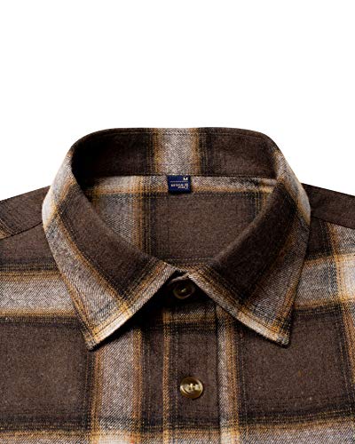 Alimens & Gentle Men's Flannel Plaid Shirt Casual Fall Clothes Work Button Down Shirts2