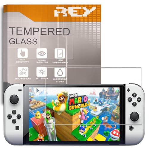 REY 2X Protector de Pantalla para Nintendo Switch OLED, Cristal