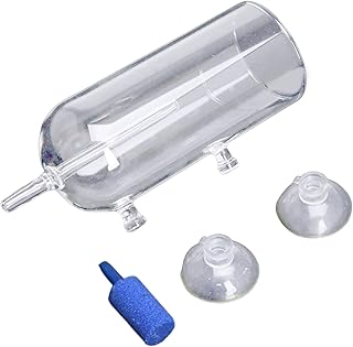 Ankexin Aquarium Air Oxygen Bubbler Glass Cup Dia 1.8in with Air Stone and Suction Cups High Dissolved Oxygen for Fish for Tank