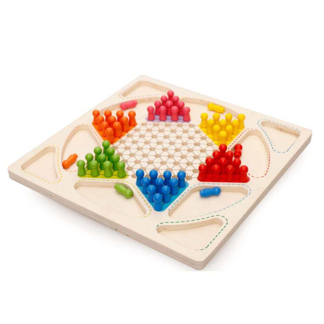 Damas Chinas de Madera 2 en 1, Juego de Mesa, Damas Chinas, Juegos de Mesa Familiares para niños y Adultos