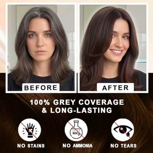 Image of VIP Hair Colour shampoo Semi Permanent Hair Color at home with 100% Grey Coverage, Travel Friendly Pocket Dark Brown Sachet, 10ml(Pack of 10)