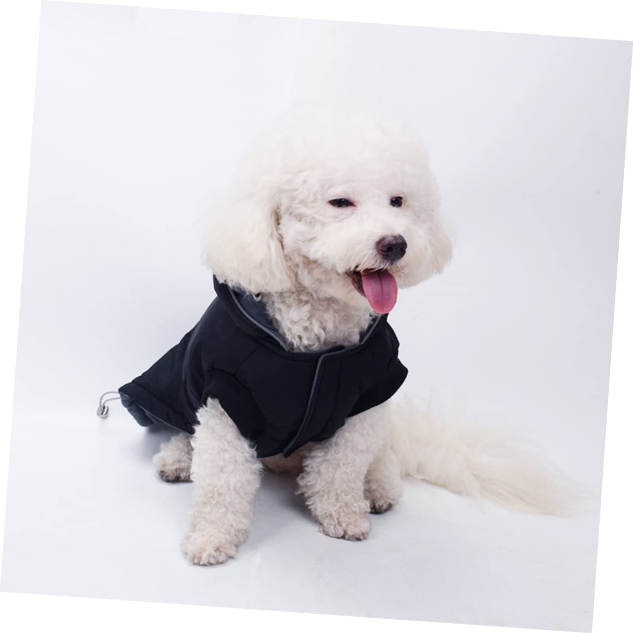 Kisangel 2pièces Veste Coton Noir Réfléchissante pour Chien Gilet Hiver Lumineux Et Chaud Vêtement De Sport pour Animaux De Compagnie Moyen