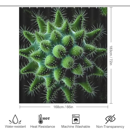 Rideau douche imprimé cactus anti-moisissure lavable en machine - 4