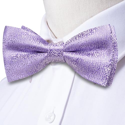 Image of Dubulle Mens Paisley Striped Bowtie Set Pre-tied Bowtie for Men and Pocket Square Set Wedding Business