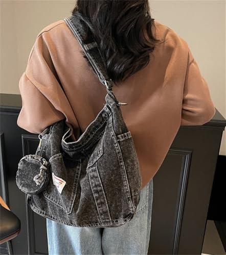 Slouchy Denim Bags for Women Large Shoulder Bag Canvas Crossbody Messenger Bag Tote Bag Handbag Purse4