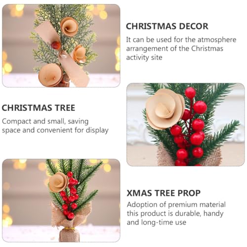 Árbol Artificial Compacto NUOBESTY Pack de 3 Adornos Navideños con Hojas de Pino y Flores 3