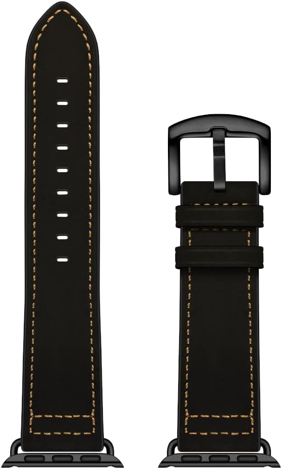 XXL Leather Band Compatible with Apple Watch Series 11 10 46mm Ultra 3 2 1 49mm 45mm 44mm 42mm Mens Women Extra Long Leather Strap XL Big Black Bands for iWatch Ultra 9 8 7 6 5 4 3 2 1 SE