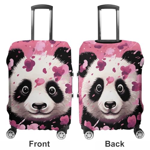 Pink Panda Cotton Luggage Cover Protector - Travel Suitcase Sleeve with Dual-Sided Prints, Universal Fit 18-32 Inch, Washable Anti-Scratch Travel Baggage Cover S3
