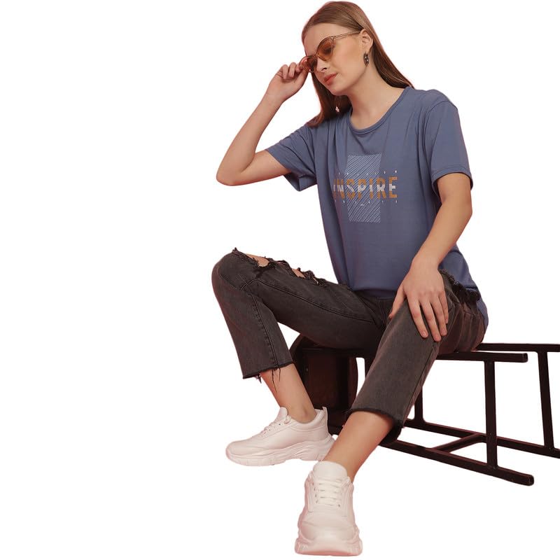 Image of Round Neck Cotton Printed Women Regular Fit Tshirt-P1950