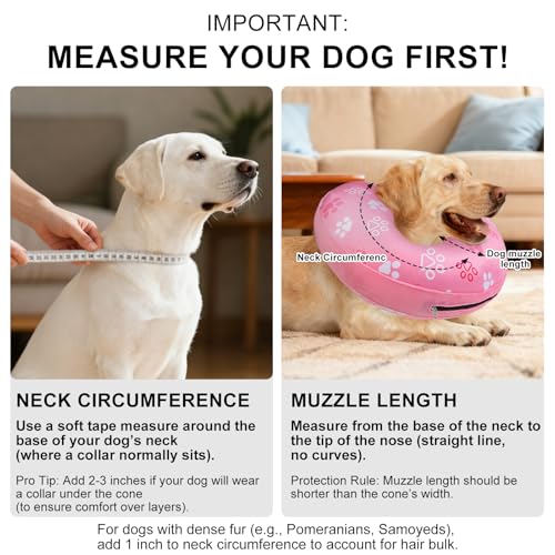 Image of BEAUTYZOO Dog Cone Alternative After Surgery for Large Medium Small Dogs, Soft Inflatable Cone Collar for Dogs Cats, Pet Neck Donut E Collar Dog Recovery Collars to Stop Licking, Paw Pink, L