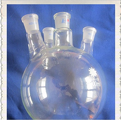 GOWE 20 L, parte inferior redonda de cristal, 4 cuellos de 200 ml, botella de vidrio para ebullición de cristal, 4 cuellos