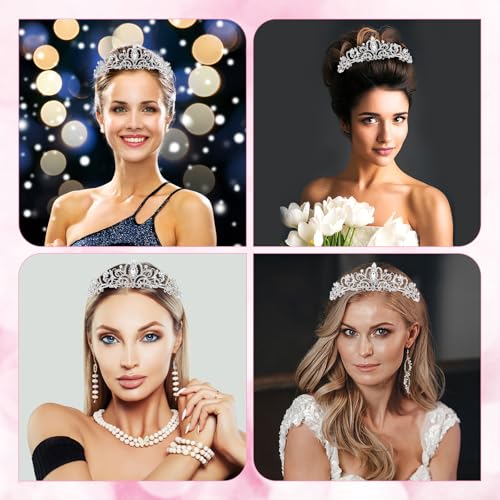YUXIANLB Krone Prinzessin Mädchen Damen Diadem Crown Kristall Tiaras Prinzessinnenkrone Eleganter Corwn Royal Queen Brautschmuck Strass Stirnband Geschenk Haarschmuck für Frauen Hochzeit Tanzparty