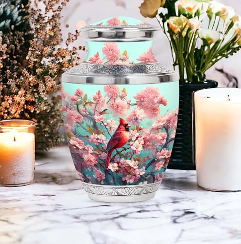 Image of Cardinal Bird Urn Large Cremation Urn for Ashes Adult 1 Large & 4 Small | Large Cremation Urn for Ashes Adult Male Dad Keepsake Burial Urns for Human Ashes Adult Small Cremation Urns