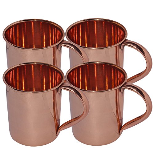 Rastogi Handicrafts Taza de cobre puro Moscow Mules - Cobre sin plomo - Acabado lacado - Estilo liso brillante hecho a mano capacidad - 450 ml (4)