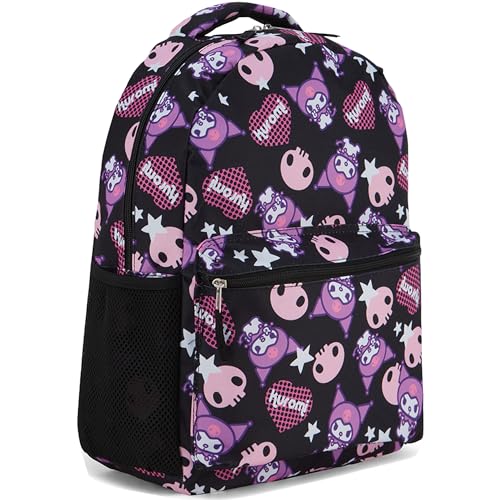 Mochila escolar Hello Kitty Allover - My Melody, Kuromi, Keroppi, Badtz-Maru - para meninos, meninas, mulheres - mochila escolar, Preto, One Size, Japonês