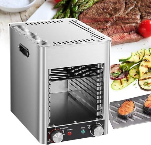 Parrilla eléctrica para bistec, horno de encimera interior portátil, tiempo de 10 minutos, parrilla de encimera para asar a la parrilla, tostadas, pollo a la parrilla, carne de res, verduras