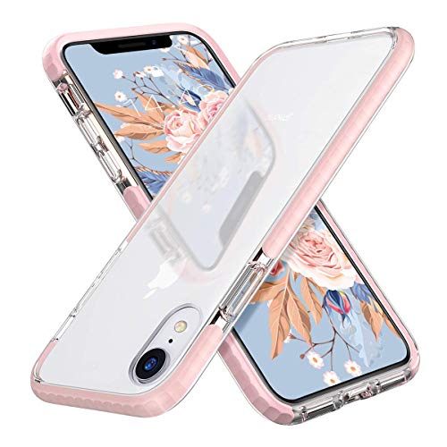 [BodhiTheory] Luxury Soft Shockproof TPE Clear Bumper Phone Case for iPhone X New Cover Mobile Phone Case Cover for iPhone X XR XS MAX (Pink, XR)