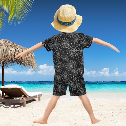 Image of visesunny Funny Boy's 2 Pieces Shirt and Short Set Casual Shirts Short Sleeve Beach Shorts Summer Outfits for 3-10 Years Kids