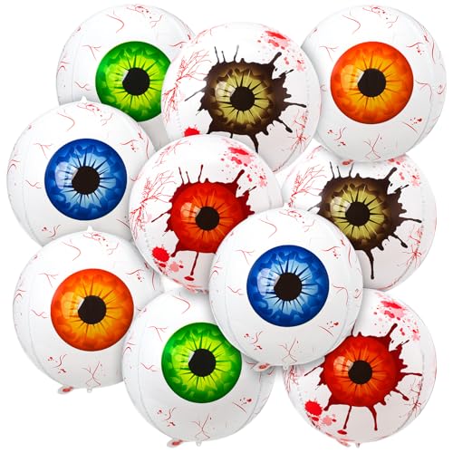 Arrowbash 10 Pcs Halloween Eyeball Pool Balloons 22 Inch Inflatable Eyeballs for Indoor and Outdoor Garden Yard Spooky Halloween Birthday Theme Party Beach Ball Decorations Supplies