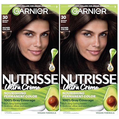 Garnier Nutrisse Ultra Crème Hair Color, Permanent Hair Dye with 100% Gray Coverage, Vegan &...