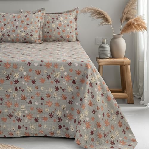 Image of Cortina Cloud Cotton King Size Bedsheet with 2 Pillow Covers | Super Soft, Breathable & Skin-Friendly Bedsheet for Double Bed King Size with Flower Print Design | (Grey,270x250 cm)