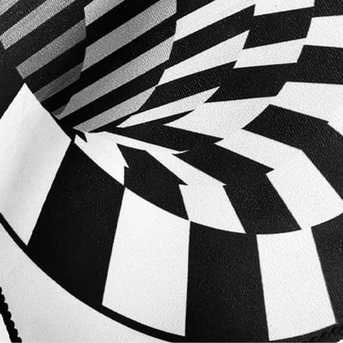 Tapis illusion optique tapis de chambre à coucher rond 3D effet vortex noir blanc - 3