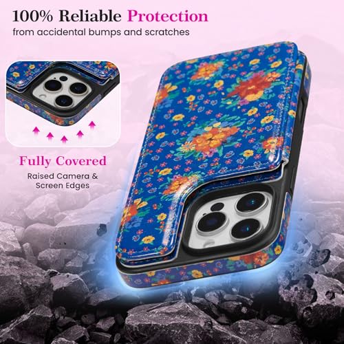 ZCDAYE Wallet Case with Card Holder for iPhone 14 Pro Max, Blue Blossom - image 6