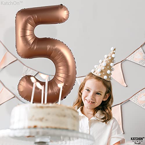 Image of KatchOn Coffee Brown Number 5 Balloon 40 Inch, 5 Birthday Decorations