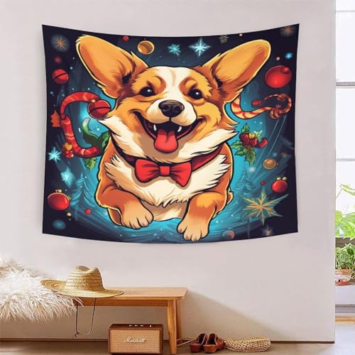 Tapisserie Noël animaux effet 3D en tissu artistique haut de gamme 180x230cm