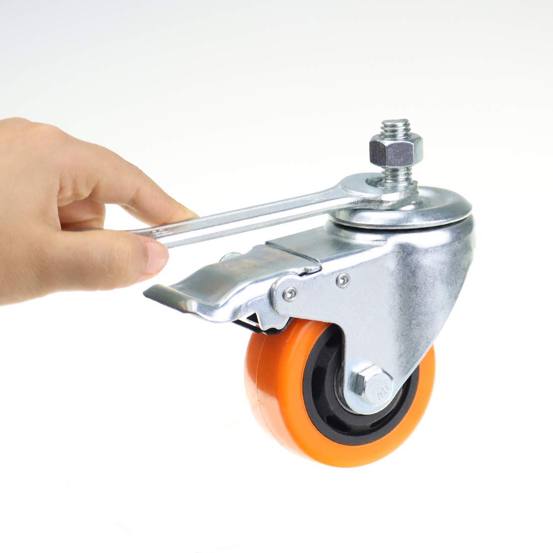 Stem Casters Aozel Heavy Duty Swivel Threaded Stem Caster Wheels with American Size 1/2''-13x1'' Thread Dual Locking Wheel with Brakes Pack of 4 (3 Inch): Industrial & Scientific