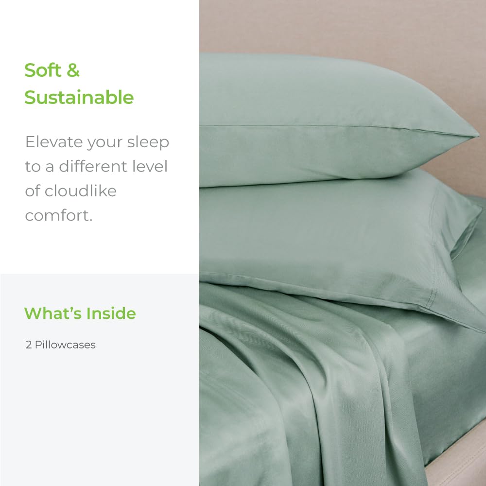 Cariloha Classic 2-Piece Twill Pillowcase Set | Tahitian Breeze | King | Viscose Material | Allergy Resistant, Thermal-Regulating & Extra Soft