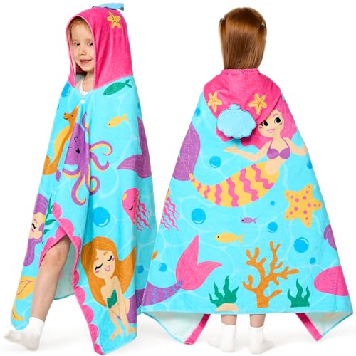 Joiedomi Mermaid Hooded Towels for Kids Soft 100%...