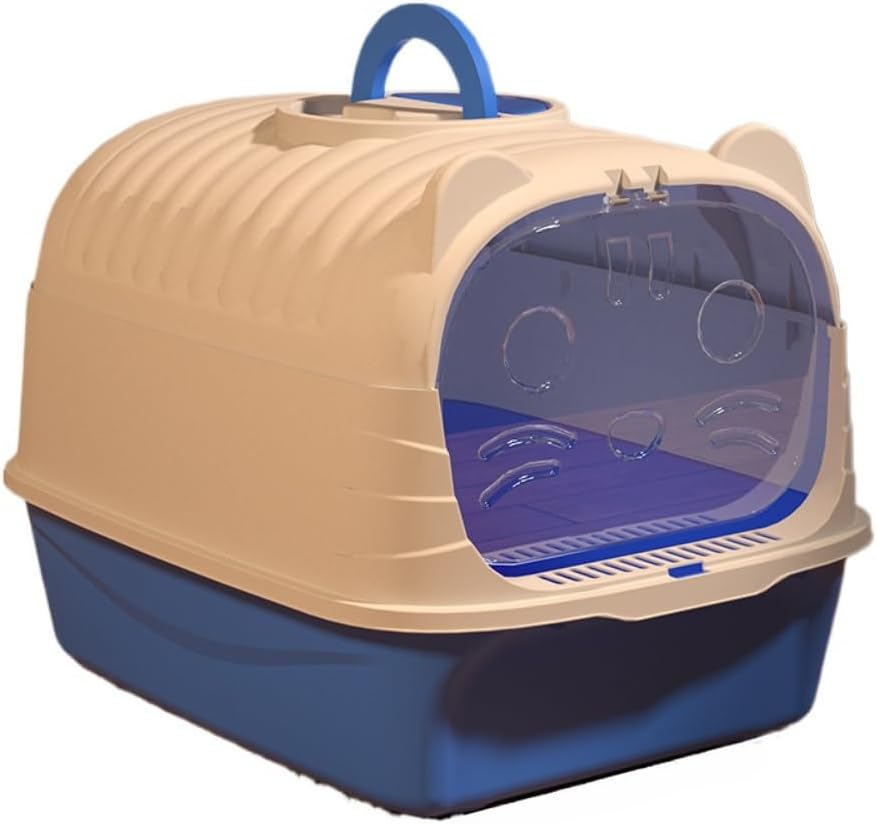 Large Enclosed Cat Litter Box with Detachable Pan | Anti-Splash, Multi-Purpose Pet Bedpan for Cats & Dogs | Includes Litter Scoop(Blue)