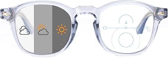 OKH Progressive Photochromic Multifocus Reading Glasses Transition Sunglasses Blue Light Blocking Computer Readers for Women MenTransparent, 1.0x