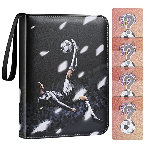 Trading Card Album for Football Binder Card Holder, Fits 400 Cards with 50 Removable Sleeves, Carrying Case Binder Album