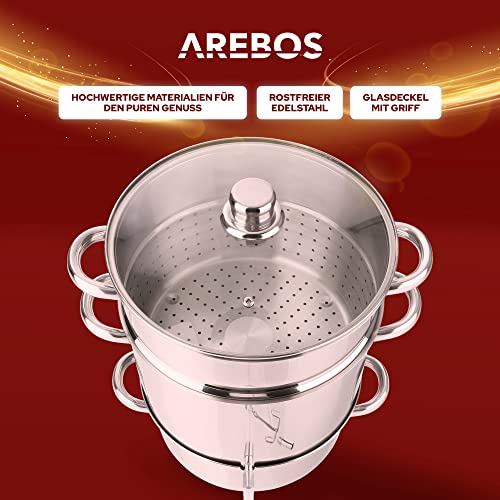 Arebos Dampfentsafter | 15 L | Edelstahl | Ø 26cm | spülmaschinengeeignet – Ansicht 3