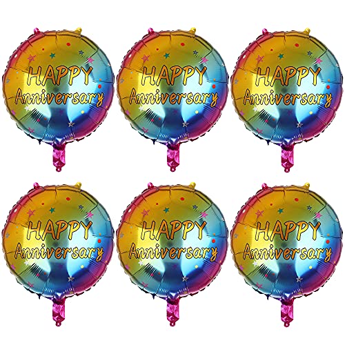 6 Pcs Happy Anniversary Mylar Balloons 18 Inch Round Anniversary Balloon