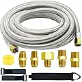 NQN Upgraded 18 Feet High Pressure Braided Propane Hose Extension with Conversion Coupling 3/8" Flare to 1/2" Female NPT, 1/4" Male NPT, 3/8" Male NPT, 3/8" Male Flare for BBQ Grill, Fire Pit, Heater