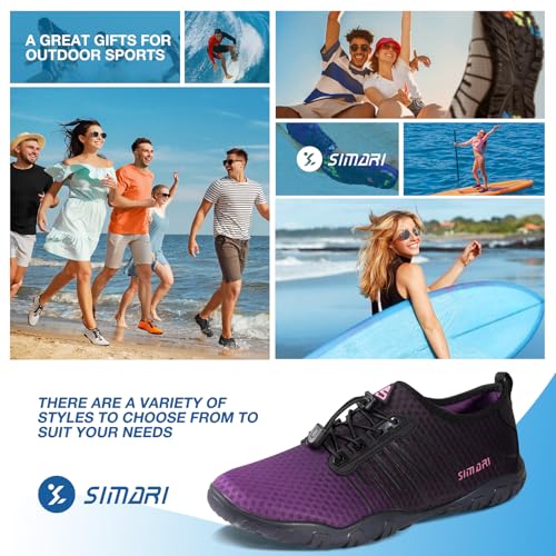Image of SIMARI Water Shoes for Women Men - Barefoot Quick-Dry Aqua Socks | Lightweight Swim Shoes for Surfing, Swimming, Beach Sports, Kayaking, Diving | Non-Slip Design