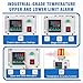 JIAWANSHUN High Precision Industrial Temperature Alarm, -326.2°F-1202°F ±0.18°F, Dual Limit Alarm with Self-Calibration, Audio Visual Alert for Hatchery, Greenhouse, Farm & Fish Pond