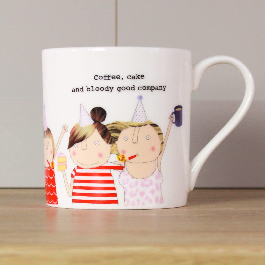 Rosie Made A Thing Coffee, Cake & Good Company Bone China Mug Gift for Friends QRH76, White, Quite Big (9cm x 8.5cm x 8.5cm) - Image 4