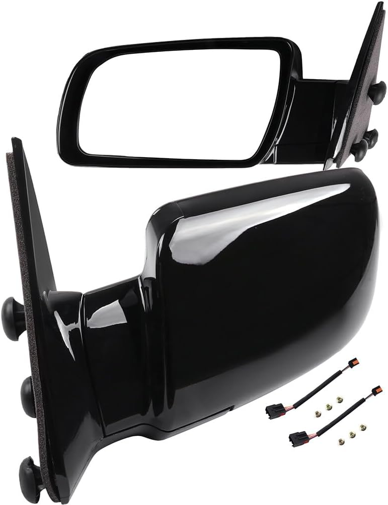 Set Side Mirrors Assembly Fit for 1988-1999 For Chevrolet C1500 C2500 C3500 K1500 K2500 K3500 Suburban Tahoe Manual Fold,Non-heated Manual Smooth Black