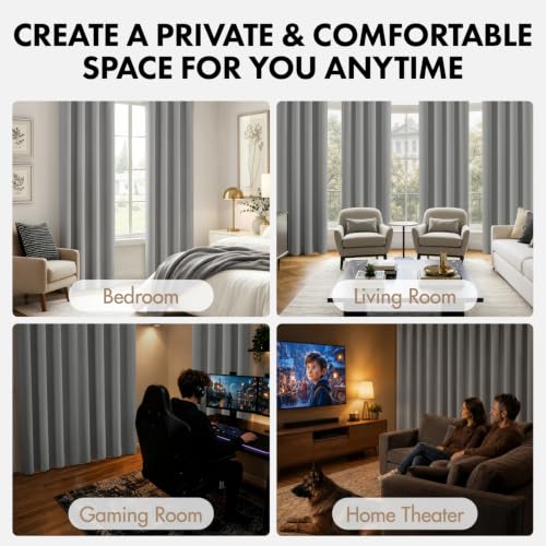 Image of MIULEE Light Grey Room Darkening Bedroom Curtains 84 Inch Length 4 Panels | Solid Light Blocking Drapes, Room Thermal Insulation, Privacy Window Treatment Curtains,Top and Bottom Rod Pocket