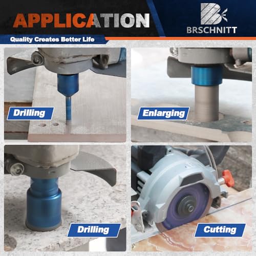 Image of Diamond Core Drill Bit Set - BRSCHNITT Tile Hole Saw Kit 1 /4 * 2 inch 5 /16 inch 1 inch 1-3 /8 inch2 inch & 4 /5 inch Finger Bit & for Porcelain Tile Ceramic Marble Granite Diamond Blade